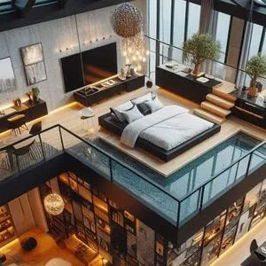 Выносим зону на антресольный этаж Выделяем функциональную зону