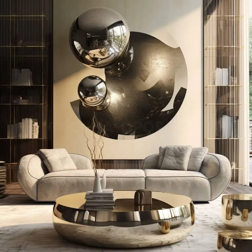 Дизайнерское зеркало из нержавейки "Абстракция" на заказ