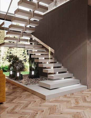 Отделка лестниц камнем в Оренбурге - пример выполнения