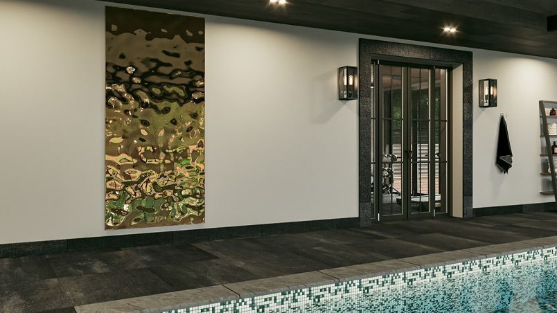 Панно прямоугольное размером до 2500х1200 мм, золото, для влажных помещений на заказ