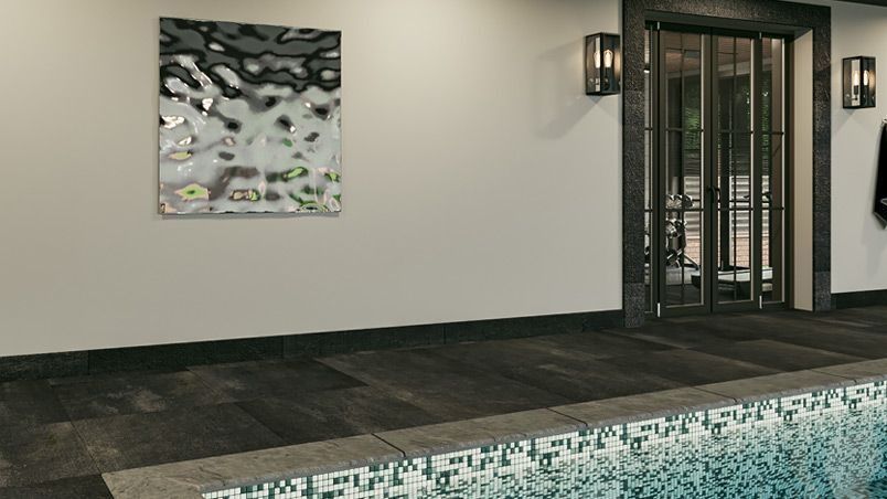 Панно квадратное размером до 1200х1200 мм, серебро, для влажных помещений на заказ