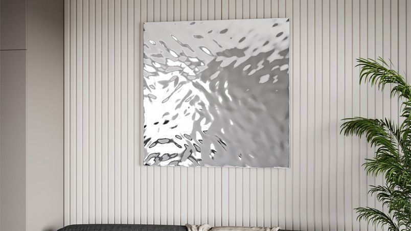 Панно квадратное размером до 1200х1200 мм, серебро, для сухих помещений на заказ