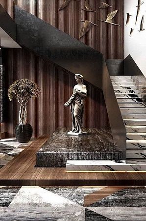 Отделка лестниц камнем в Оренбурге - пример выполнения