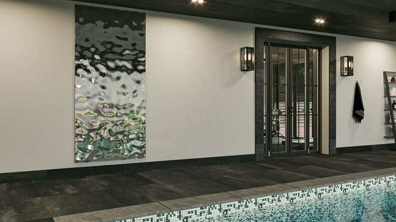 Панно прямоугольное размером до 2500х1200 мм, серебро, для влажных помещений на заказ